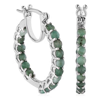 Karis Emerald Inside Out Hoop Earrings in Platinum Bond 2.90 ctw