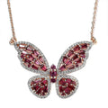 GP Premium Rhodolite Garnet and White Zircon Butterfly Necklace 18 Inches in Vermeil Rose Gold Over Sterling Silver 4.15 ctw - Sticky add to cart bar