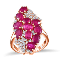 GP Trionfo Collection Niassa Ruby (FF) and White Zircon Ring in Vermeil Rose Gold Over Sterling Silver 7.60 ctw