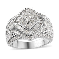 Doorbuster Diamond Ring in Platinum Over Sterling Silver (Size 10.0) 1.50 ctw