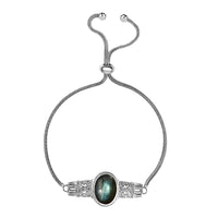 Karis Mojave Malagasy Labradorite Bolo Bracelet in Platinum Bond (10.50 In) 6.10 ctw