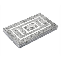 Oxidized Aluminum Tiger Embossed Big Jewelry Box with Anti Scratch Velvet Lining, Anti Tarnish Multipurpose Jewelry Organizer with Ring Rows