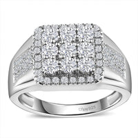 Doorbuster Moissanite Men's Ring in Platinum Over Sterling Silver (Size 9.0) (Del. in 5-7 Days) 2.35 ctw