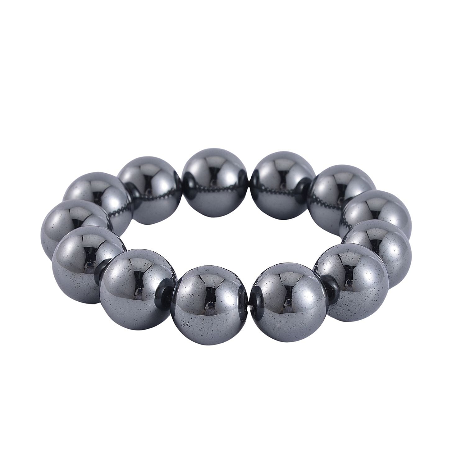 Hematite 715.00 ctw Beaded Stretch Bracelet