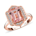 Luxoro 14K Rose Gold AAA Pink Morganite and I2 Diamond Ring (Size 10.0) 2.25 ctw - Sticky add to cart bar