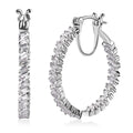 D'Joy White Zircon 5.20 ctw Inside Out Hoop Earrings in Platinum Over Sterling Silver - Sticky add to cart bar