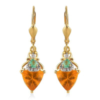 D'Joy Premium BURITI Fire Opal and Multi Gemstone Earrings in Vermeil Yellow Gold Over Sterling Silver 2.50 ctw