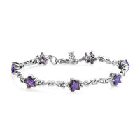 Simulated Blue Diamond Station Bracelet in Stainless Steel (7.00 In) 6.75 ctw