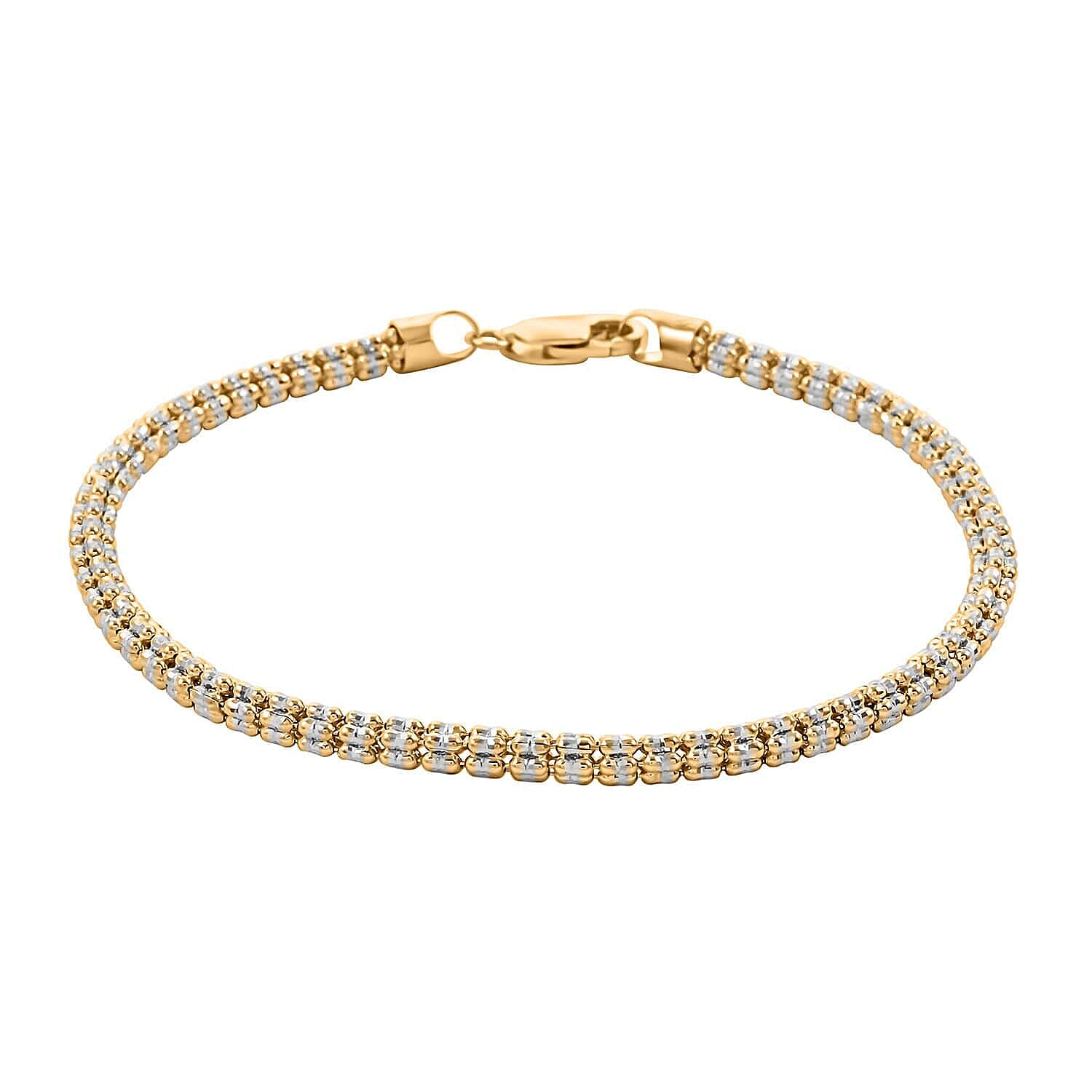 10K Yellow and White Gold 4.5mm Ice Bracelet (8.00 In) (10.60 g)