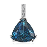 Certified and Appraised Luxoro 10K White Gold AAA London Blue Topaz and I2 Diamond Pendant 7.50 ctw