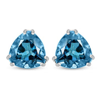 Certified and Appraised Luxoro 10K White Gold AAA London Blue Topaz Solitaire Stud Earrings 4.10 ctw