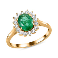Doorbuster Certified & Appraised Iliana 18K Yellow Gold AAA Kagem Zambian Emerald and G-H SI Diamond Ring (Size 10.0) 4.50 Grams 2.15 ctw