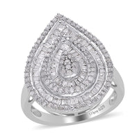 Doorbuster Diamond Ring in Platinum Over Sterling Silver (Size 10.0) 1.00 ctw