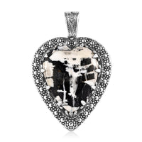 D'Joy Artisan Crafted White Buffalo 41.85 ctw Heart Shape Pendant without Chain in Sterling Silver