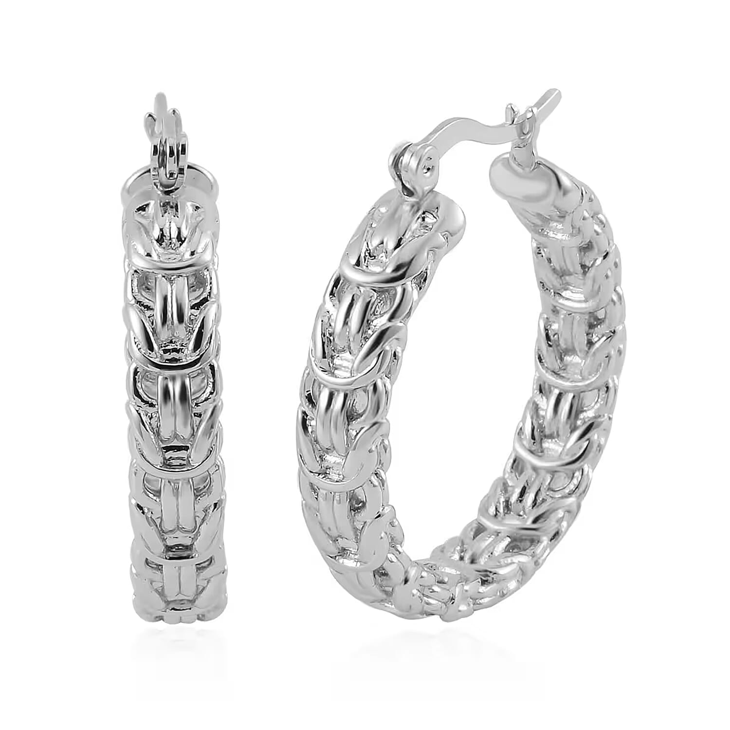 One Time Only Byzantine Link Hoop Earrings in Stainless Steel