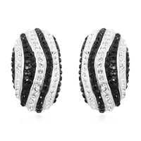 Black and White Austrian Crystal Earrings in Silvertone 3.00 ctw