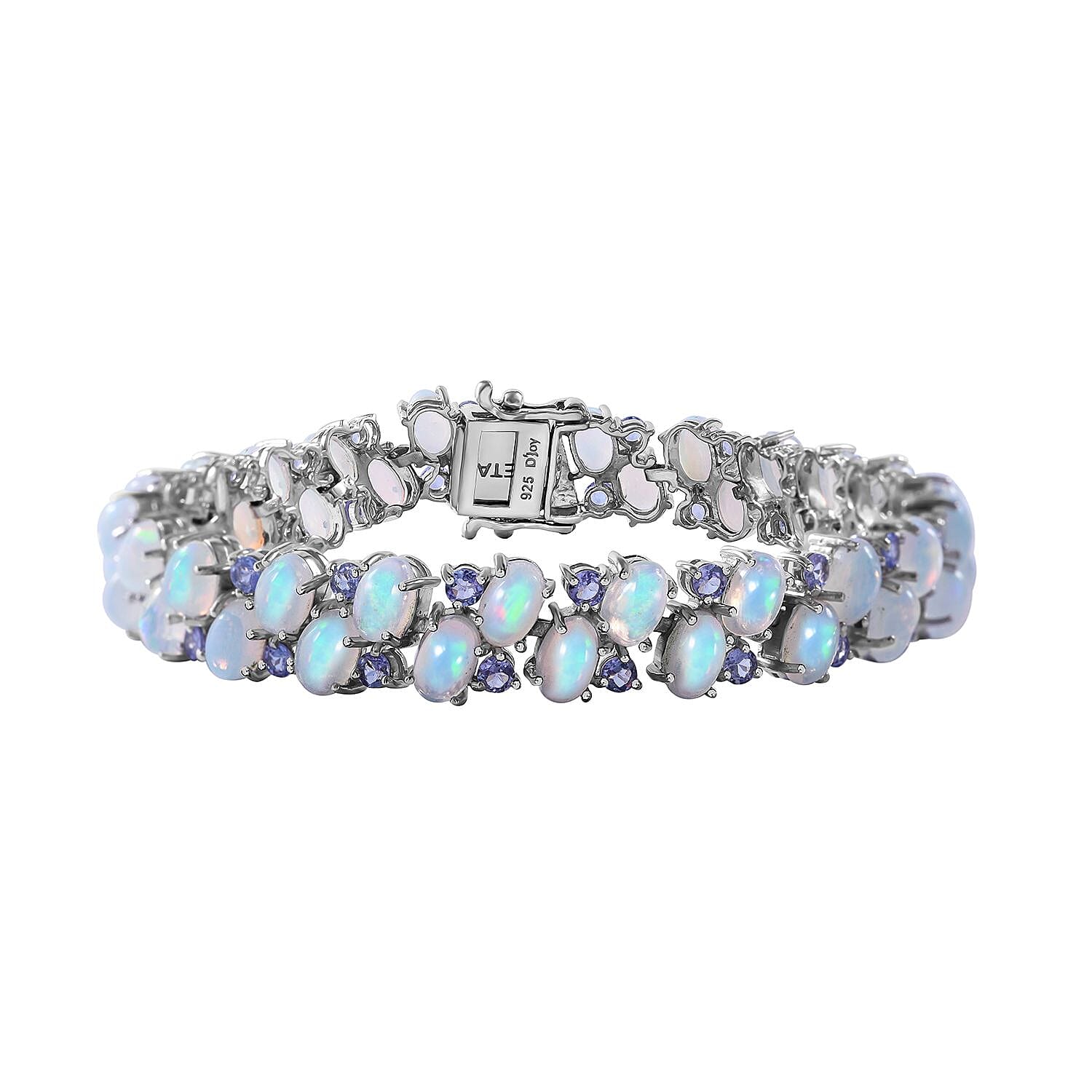 TLV Premium Ethiopian Welo Opal, Tanzanite Bracelet in Platinum Over Sterling Silver (6.50 In) 15.40 ctw