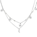 Lustro Stella Finest CZ Star Necklace (18-20 Inches) in Rhodium Over Sterling Silver 1.85 ctw