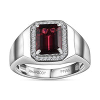 Rhapsody 950 Platinum AAAA Ouro Fino Rubellite and E-F VS Diamond Men' s Ring (Size 9.0) 2.70 ctw