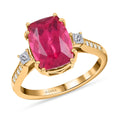 Certified and Appraised ILIANA 18K Yellow Gold AAA Ouro Fino Rubellite and Diamond G-H SI Ring 3.25 Grams 3.50 ctw - Sticky add to cart bar