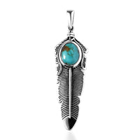 Artisan Crafted Sierra Nevada Turquoise Feather Pendant in Sterling Silver 2.65 ctw