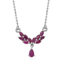 Premium Montepuez Ruby 1.00 ctw Necklace 18-20 Inches in Platinum Over Sterling Silver