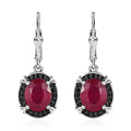 Niassa Ruby (FF) and Thai Black Spinel Lever Back Earrings in Platinum Over Sterling Silver 8.35 ctw - Sticky add to cart bar