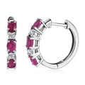 Premium Montepuez Ruby and Moissanite Hoop Earrings in Platinum Over Sterling Silver 1.50 ctw - Sticky add to cart bar