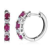Premium Montepuez Ruby and Moissanite Hoop Earrings in Platinum Over Sterling Silver 1.50 ctw