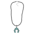 Artisan Crafted Sierra Nevada Turquoise Squash Blossom Necklace 18-20 Inches in Sterling Silver 13.30 ctw - Sticky add to cart bar