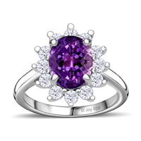 Moroccan Amethyst, White Zircon Halo Ring in Platinum Over Sterling Silver (Size 10.0) 2.65 ctw