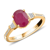 Certified & Appraised Iliana AAA Royal Ruby and G-H SI Diamond 1.60 ctw Ring in 18K Yellow Gold