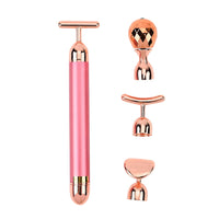 4-in-1 Face Massager Rollers with Four Interchangeable Massage Heads - Rose Gold (5.9"x1.49"), 1xAA Battery Not Including