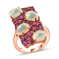 Premium Ethiopian Welo Opal and Orissa Rhodolite Garnet Ring in Vermeil Rose Gold Over Sterling Silver 7.50 ctw - Sticky add to cart bar