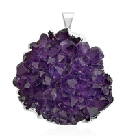Stalactite Geode Amethyst Pendant without Chain in Silvertone 67.50 ctw