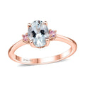 Premium Mangoro Aquamarine and Madagascar Pink Sapphire Ring in Vermeil Rose Gold Over Sterling Silver (Size 10.0) 1.10 ctw