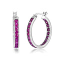 Montepuez Ruby Hoop Earrings in Platinum Over Sterling Silver 3.75 ctw - Sticky add to cart bar