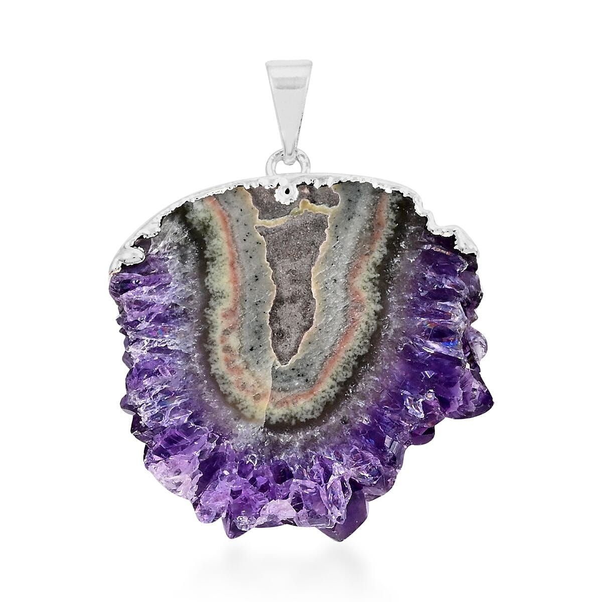 Stalactite Amethyst Small Pendant in Silvertone 37.50 ctw