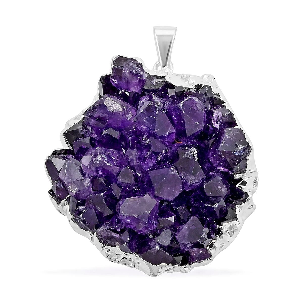 Amethyst Large Pendant in Silvertone 75.00 ctw
