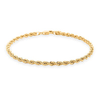 14K Yellow Gold 3.50mm Diamond-cut Rope Chain Bracelet (8.25 In) 8.90 Grams