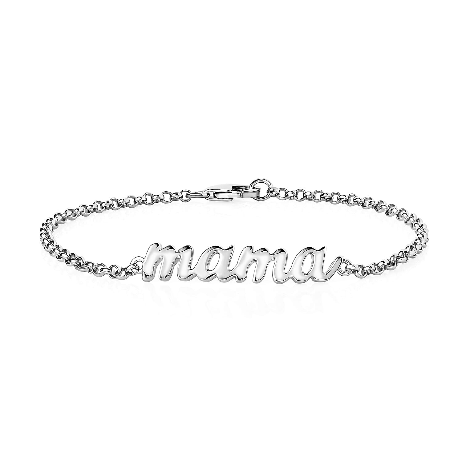 Platinum Over Sterling Silver Bracelet (7.25 In) (4.25 g)