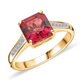 Certified & Appraised Iliana 18K Yellow Gold AAA Ouro Fino Rubellite and G-H SI Diamond Ring (Size 10.0) 1.50 ctw - Sticky add to cart bar