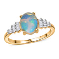 D'Joy Ethiopian Welo Opal, Diamond Ring in 18K Vermeil YG Over Sterling Silver (Size 6.0) 1.35 ctw - Sticky add to cart bar