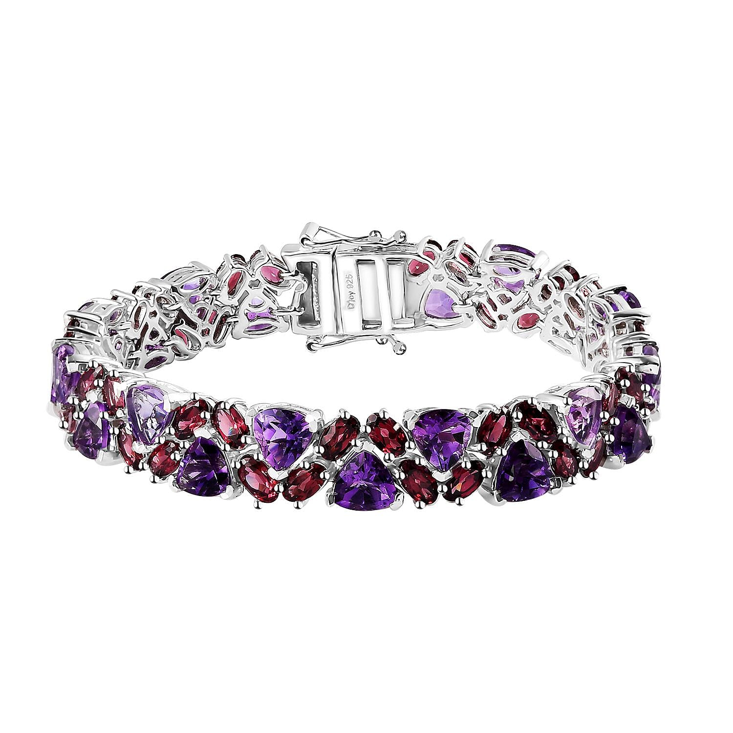 Premium Moroccan Amethyst, Chrome Diopside Bracelet in Platinum Over Sterling Silver (8.00 In) 30.65 ctw
