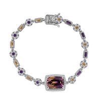 AAA Anahi Ametrine and Multi Gemstone Bracelet in Platinum Over Sterling Silver (7.25 In) 12.10 ctw