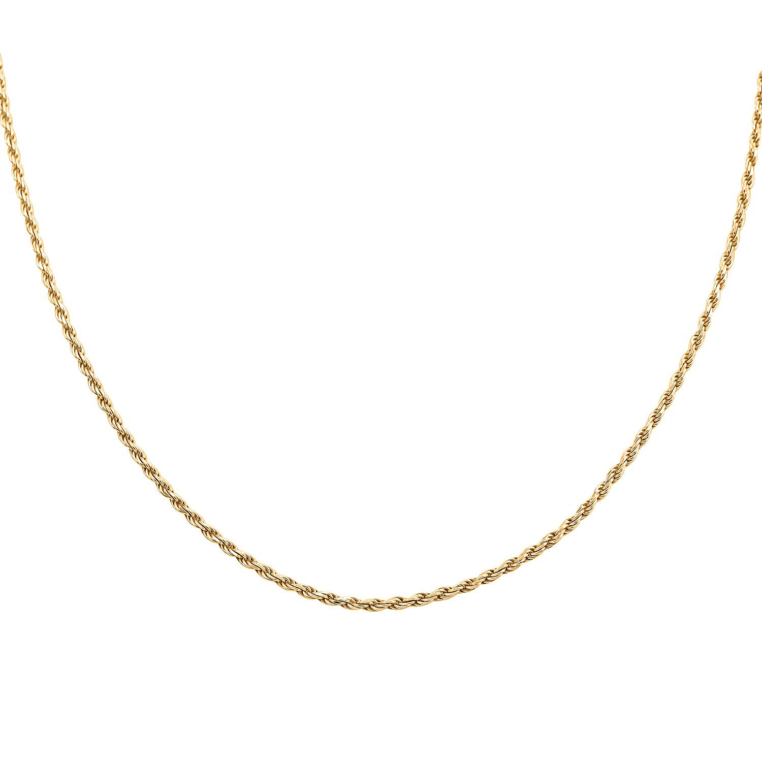 Italian Rope Chain Necklace 22 Inches in 14K Yellow Gold Over Sterling Silver 10.8 Grams
