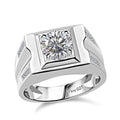 Moissanite (Rnd 8 mm) Men's Ring in Platinum Over Sterling Silver (Size 10.0) 1.85 ctw - Sticky add to cart bar