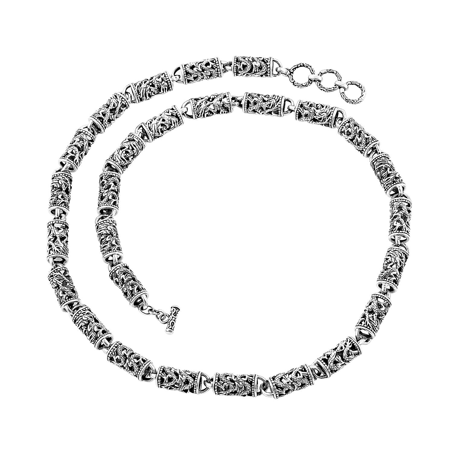 Bali Legacy Sterling Silver Dragon Necklace 20-22 Inches 60.50 Grams