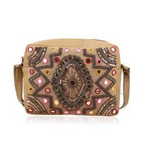 "100%  Genuine Leather embellished crossbody sling Bag Size: 10.25(L) x 3.5 (W) x 8.25 (H)  inches Color: Black "