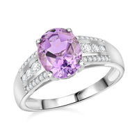 TLV Birthday Deal Uruguayan Amethyst, Moissanite Ring in Platinum Over Sterling Silver (Size 10.0) 2.60 ctw